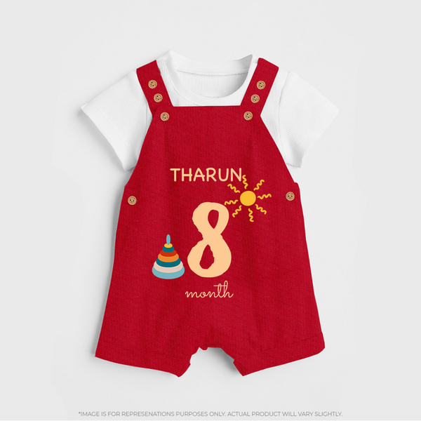 8 Month Old Baby Clothing | Custom Dungaree Set Design | Ideal for Gifting - RED - 0 - 5 Months Old (Chest 18")