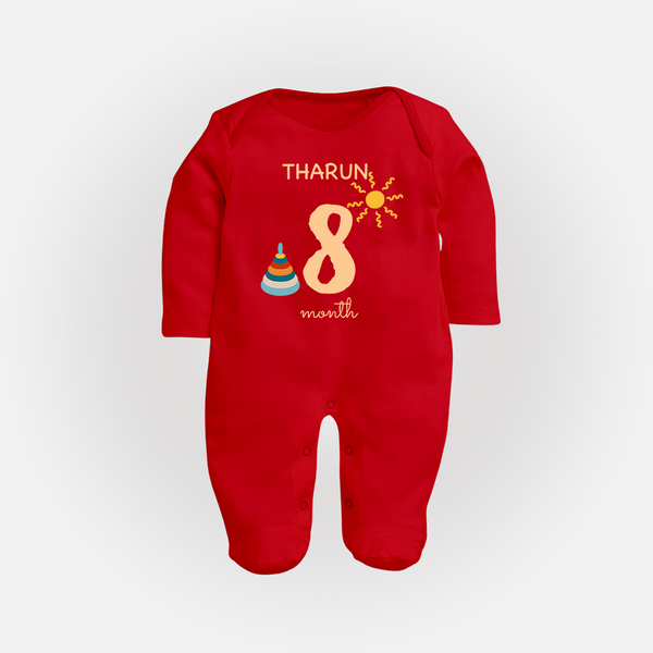 8 Month Old Baby Clothing | Custom Full Sleeve Bodysuit/ Sleep Suit/ Jumpsuit Design | Ideal for Gifting - RED - New Born (Chest 7.5")