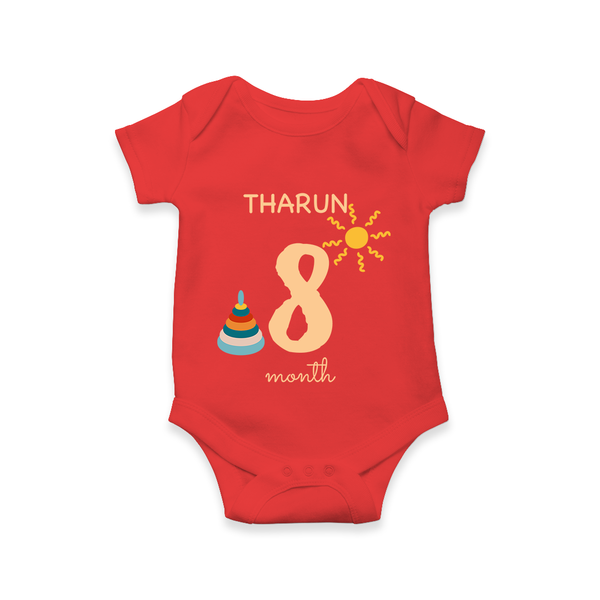 8 Month Old Baby Clothing | Custom Romper/Onesie Design | Ideal for Gifting - RED - New Born (Chest 14")