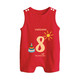 Celebrate Your Baby's Eighth Month With Our Uniquely Customized Baby Romper Suit, Designed For Precious Moments - RED - 0 - 5 Months Old (Chest 18")