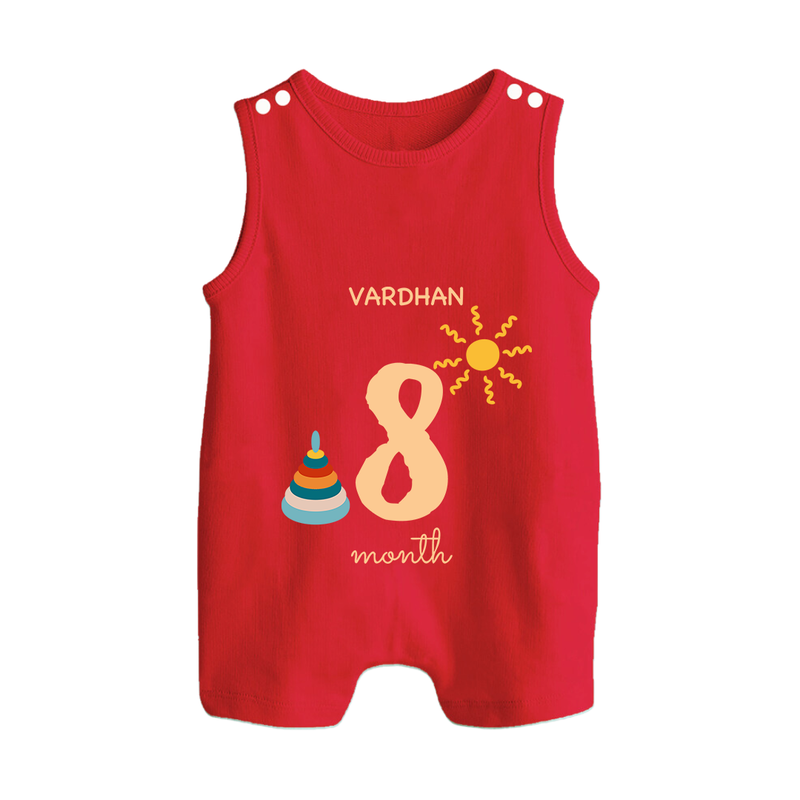 Celebrate Your Baby's Eighth Month With Our Uniquely Customized Baby Romper Suit, Designed For Precious Moments - RED - 0 - 5 Months Old (Chest 18")