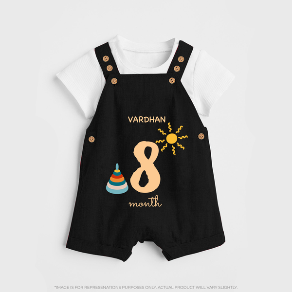 Celebrate Your Baby's Eighth Month With Our Uniquely Customized Baby Dungaree Set, Designed For Precious Moments - BLACK - 0 - 5 Months Old (Chest 18")