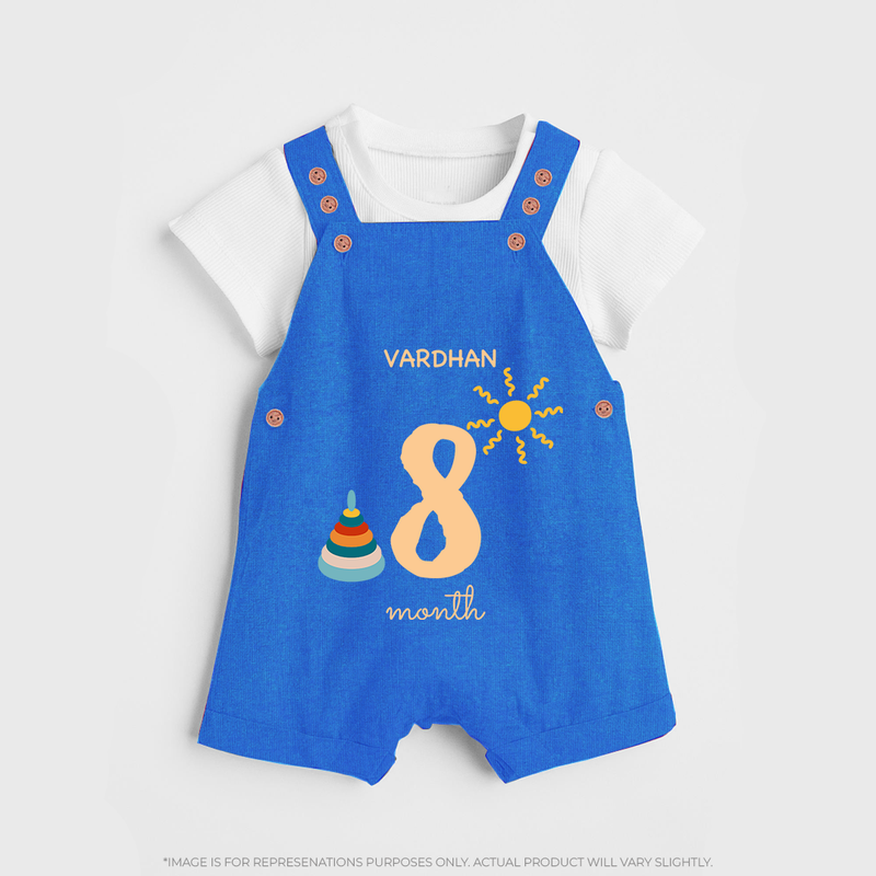 Celebrate Your Baby's Eighth Month With Our Uniquely Customized Baby Dungaree Set, Designed For Precious Moments - COBALT BLUE - 0 - 5 Months Old (Chest 18")