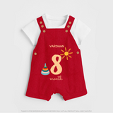 Celebrate Your Baby's Eighth Month With Our Uniquely Customized Baby Dungaree Set, Designed For Precious Moments - RED - 0 - 5 Months Old (Chest 18")