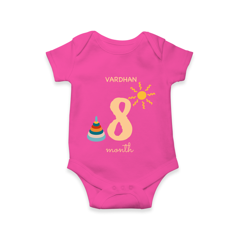 Celebrate Your Baby's Eighth Month With Our Uniquely Customized Baby Romper, Designed For Precious Moments - HOT PINK - 0 - 3 Months Old (Chest 16")