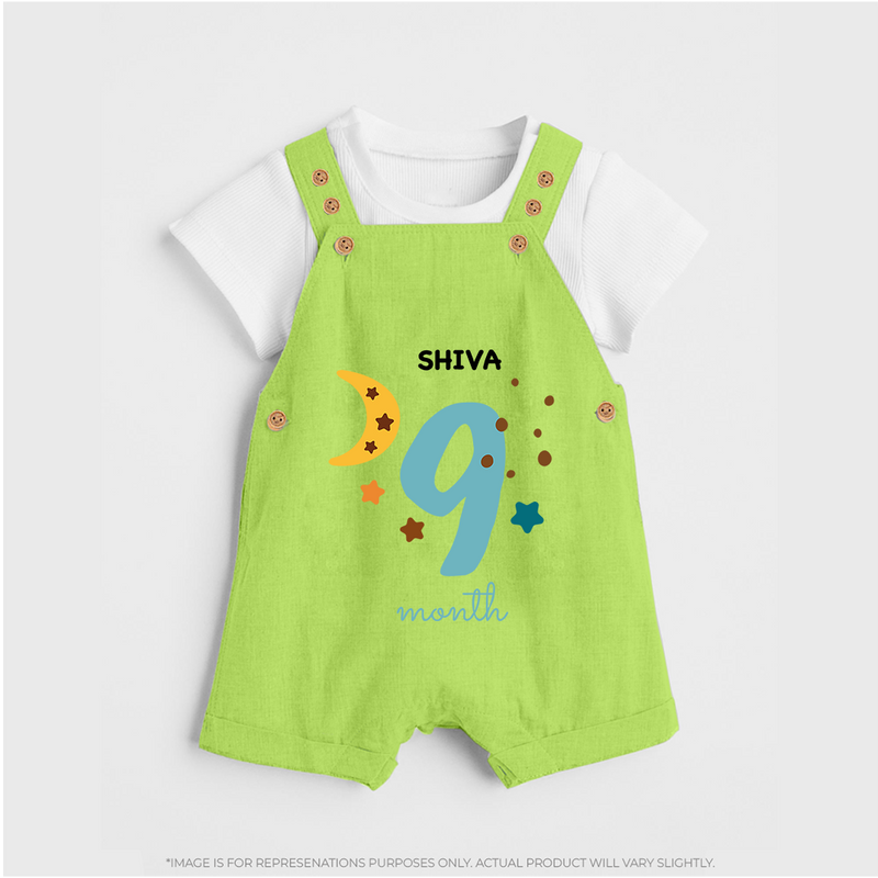 Celebrate Your Baby's Ninth Month With Our Uniquely Customized Baby Dungaree Set, Designed For Precious Moments - GREEN - 0 - 5 Months Old (Chest 18")