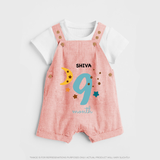 Celebrate Your Baby's Ninth Month With Our Uniquely Customized Baby Dungaree Set, Designed For Precious Moments - PEACH - 0 - 5 Months Old (Chest 18")