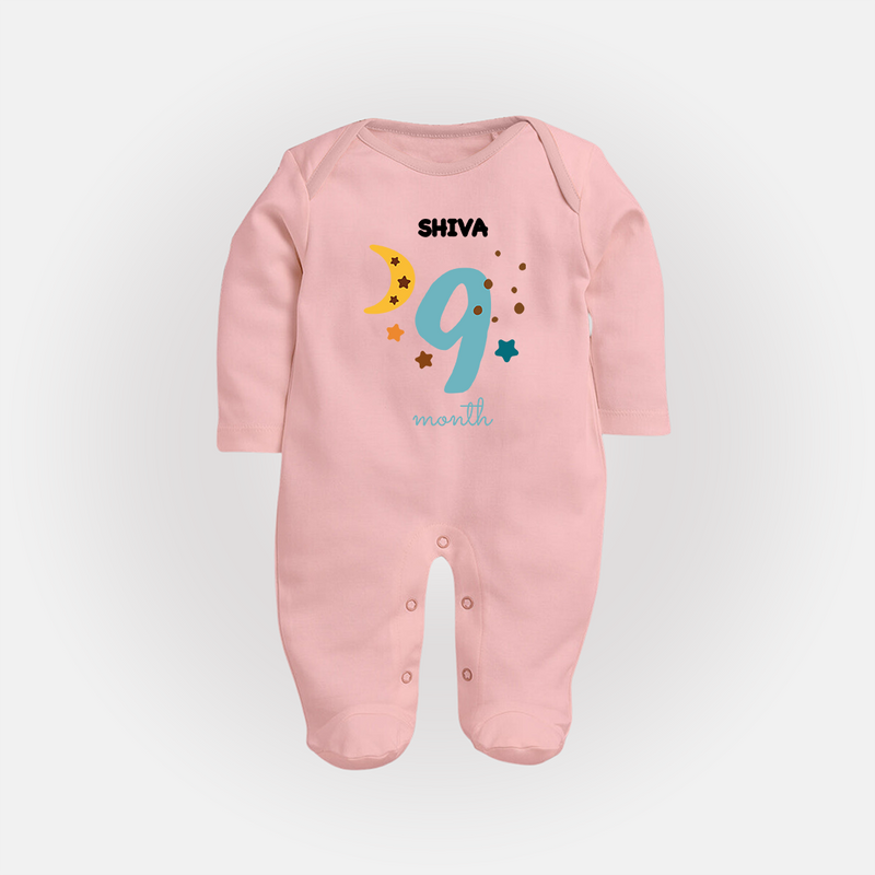 Celebrate Your Baby's Ninth Month With Our Uniquely Customized Baby Sleep Suit, Designed For Precious Moments - BABY PINK - New Born (Chest 7.5")