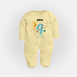 Celebrate Your Baby's Ninth Month With Our Uniquely Customized Baby Sleep Suit, Designed For Precious Moments - PASTEL YELLOW - New Born (Chest 7.5")