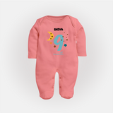 Celebrate Your Baby's Ninth Month With Our Uniquely Customized Baby Sleep Suit, Designed For Precious Moments - PEACH - New Born (Chest 7.5")