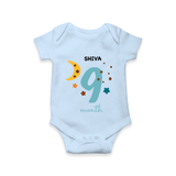 Celebrate Your Baby's Ninth Month With Our Uniquely Customized Baby Romper, Designed For Precious Moments - BABY BLUE - 0 - 3 Months Old (Chest 16")