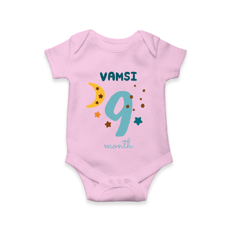 Celebrate The 9th Month Birthday Custom Romper, Personalized with your Baby's name - PINK - 0 - 3 Months Old (Chest 16")