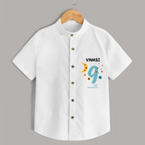 Celebrate The 9th Month Birthday with Custom Shirt, Personalized with your Baby's name - WHITE - 0 - 6 Months Old (Chest 21")