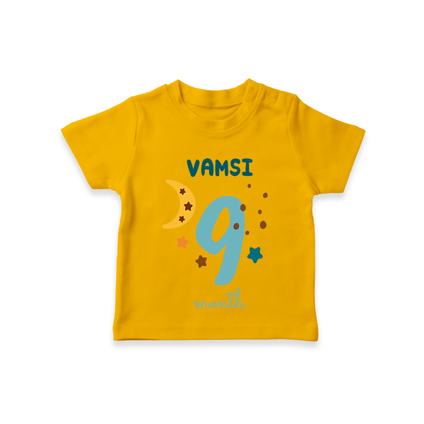 Celebrate The 9th Month Birthday Custom T-Shirt, Personalized with your Baby's name - CHROME YELLOW - 0 - 5 Months Old (Chest 17")