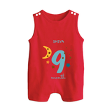 Celebrate Your Baby's Ninth Month With Our Uniquely Customized Baby Romper Suit, Designed For Precious Moments - RED - 0 - 5 Months Old (Chest 18")