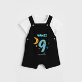 Celebrate The 9th Month Birthday Custom Dungaree, Personalized with your Baby's name - BLACK - 0 - 5 Months Old (Chest 17")