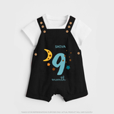 Celebrate Your Baby's Ninth Month With Our Uniquely Customized Baby Dungaree Set, Designed For Precious Moments - BLACK - 0 - 5 Months Old (Chest 18")