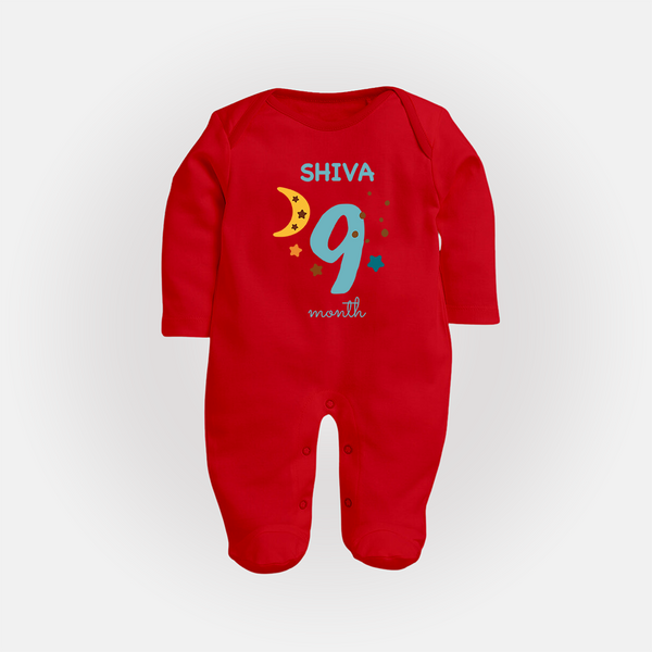 9 Month Old Baby Clothing | Custom Full Sleeve Bodysuit/ Sleep Suit/ Jumpsuit Design | Ideal for Gifting - RED - New Born (Chest 7.5")