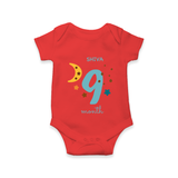 Celebrate Your Baby's Ninth Month With Our Uniquely Customized Baby Romper, Designed For Precious Moments - RED - 0 - 3 Months Old (Chest 16")