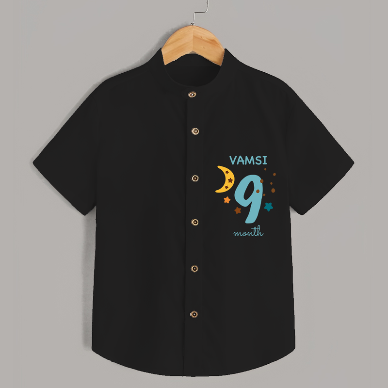 Celebrate The 9th Month Birthday with Custom Shirt, Personalized with your Baby's name - BLACK - 0 - 6 Months Old (Chest 21")