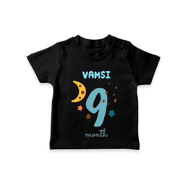 Celebrate The 9th Month Birthday Custom T-Shirt, Personalized with your Baby's name - BLACK - 0 - 5 Months Old (Chest 17")