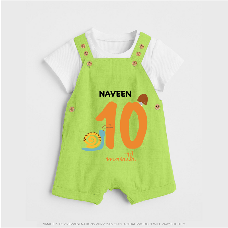 Celebrate Your Baby's Tenth Month With Our Uniquely Customized Baby Dungaree Set, Designed For Precious Moments - GREEN - 0 - 5 Months Old (Chest 18")