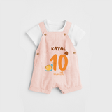 Celebrate The 10th Month Birthday Custom Dungaree, Personalized with your Baby's name - PEACH - 0 - 5 Months Old (Chest 17")