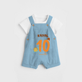 Celebrate The 10th Month Birthday Custom Dungaree, Personalized with your Baby's name - SKY BLUE - 0 - 5 Months Old (Chest 17")