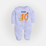 Celebrate Your Baby's Tenth Month With Our Uniquely Customized Baby Sleep Suit, Designed For Precious Moments - BABY BLUE - New Born (Chest 7.5")