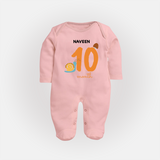 Celebrate Your Baby's Tenth Month With Our Uniquely Customized Baby Sleep Suit, Designed For Precious Moments - BABY PINK - New Born (Chest 7.5")