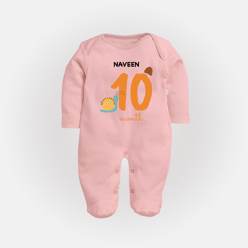 Celebrate Your Baby's Tenth Month With Our Uniquely Customized Baby Sleep Suit, Designed For Precious Moments - BABY PINK - New Born (Chest 7.5")