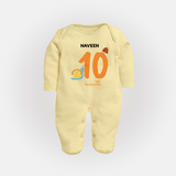 Celebrate Your Baby's Tenth Month With Our Uniquely Customized Baby Sleep Suit, Designed For Precious Moments - PASTEL YELLOW - New Born (Chest 7.5")