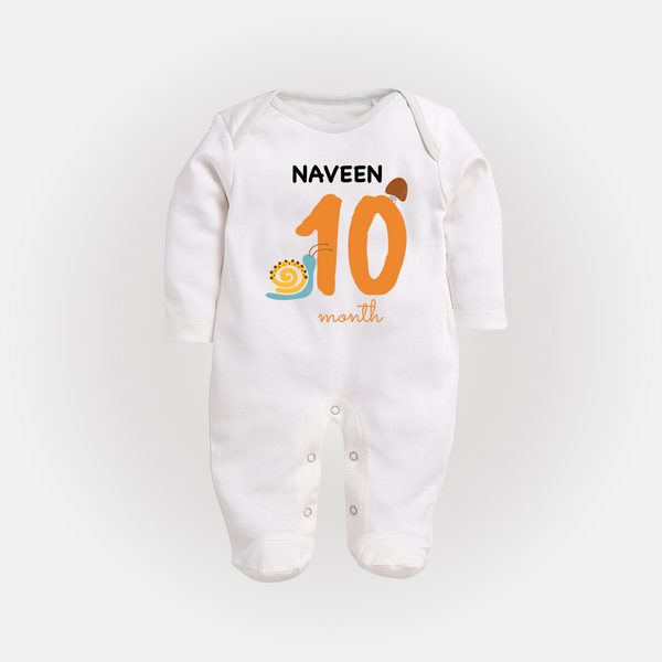 10 Month Old Baby Clothing | Custom Full Sleeve Bodysuit/ Sleep Suit/ Jumpsuit Design | Ideal for Gifting - WHITE - New Born (Chest 7.5")
