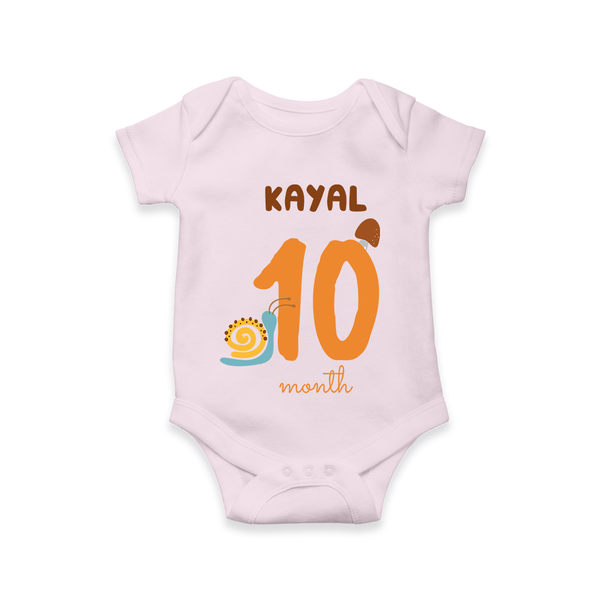 Celebrate The 10th Month Birthday Custom Romper, Personalized with your Baby's name - BABY PINK - 0 - 3 Months Old (Chest 16")