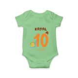 Celebrate The 10th Month Birthday Custom Romper, Personalized with your Baby's name - GREEN - 0 - 3 Months Old (Chest 16")