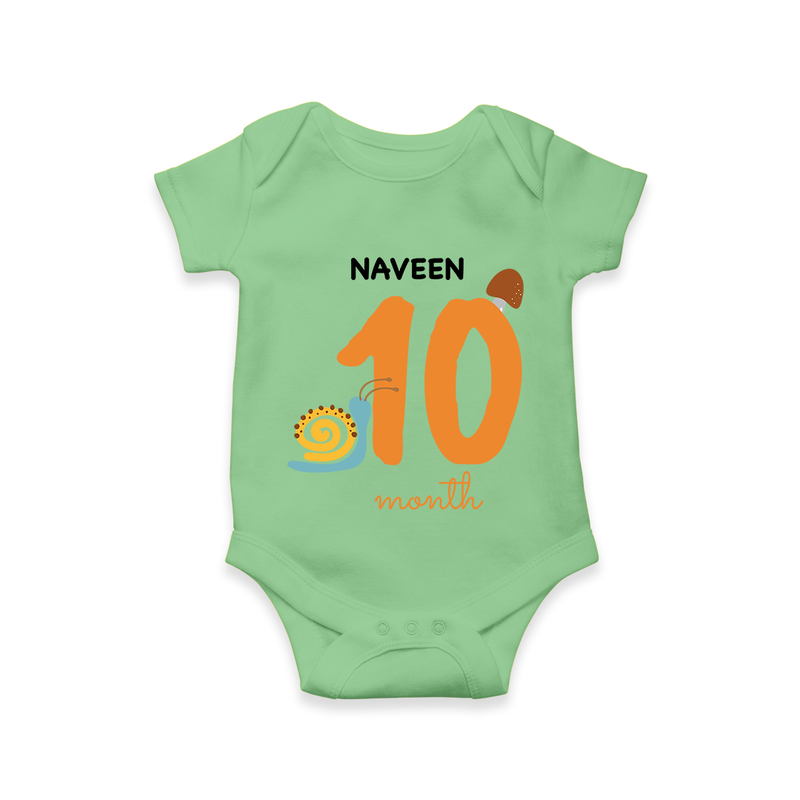 Celebrate Your Baby's Tenth Month With Our Uniquely Customized Baby Romper, Designed For Precious Moments - GREEN - 0 - 3 Months Old (Chest 16")