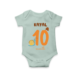 Celebrate The 10th Month Birthday Custom Romper, Personalized with your Baby's name - MINT GREEN - 0 - 3 Months Old (Chest 16")