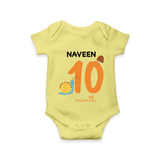 10 Month Old Baby Clothing | Custom Romper/Onesie Design | Ideal for Gifting - PASTEL YELLOW - New Born (Chest 14")