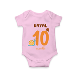 Celebrate The 10th Month Birthday Custom Romper, Personalized with your Baby's name - PINK - 0 - 3 Months Old (Chest 16")