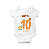 Celebrate The 10th Month Birthday Custom Romper, Personalized with your Baby's name - WHITE - 0 - 3 Months Old (Chest 16")