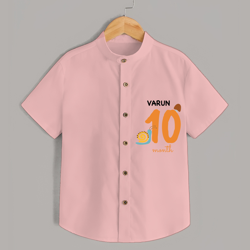 Celebrate The 10th Month Birthday with Custom Shirt, Personalized with your Baby's name - PEACH - 0 - 6 Months Old (Chest 21")