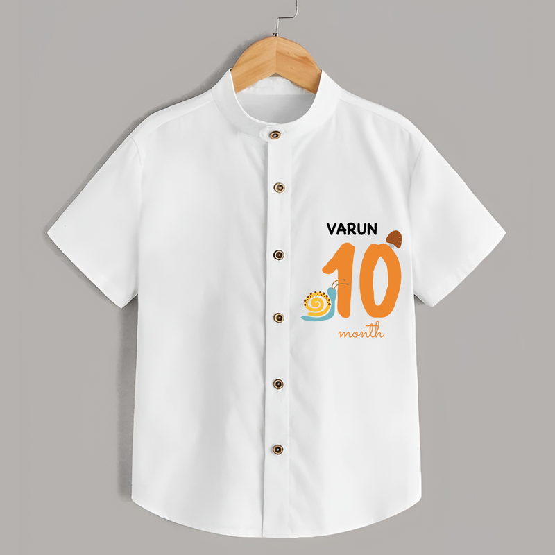 Celebrate The 10th Month Birthday with Custom Shirt, Personalized with your Baby's name - WHITE - 0 - 6 Months Old (Chest 21")