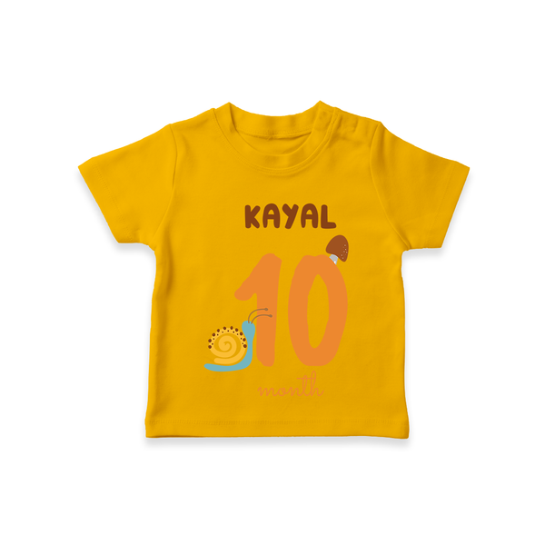 Celebrate The 10th Month Birthday Custom T-Shirt, Personalized with your Baby's name - CHROME YELLOW - 0 - 5 Months Old (Chest 17")
