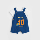 Celebrate The 10th Month Birthday Custom Dungaree, Personalized with your Baby's name - COBALT BLUE - 0 - 5 Months Old (Chest 17")