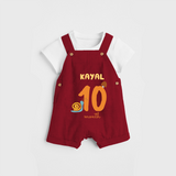 Celebrate The 10th Month Birthday Custom Dungaree, Personalized with your Baby's name - RED - 0 - 5 Months Old (Chest 17")