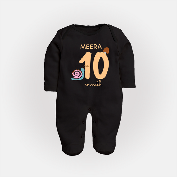 10 Month Old Baby Clothing | Custom Full Sleeve Bodysuit/ Sleep Suit/ Jumpsuit Design | Ideal for Gifting - BLACK - New Born (Chest 7.5")