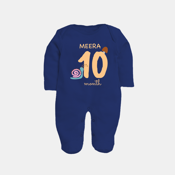 10 Month Old Baby Clothing | Custom Full Sleeve Bodysuit/ Sleep Suit/ Jumpsuit Design | Ideal for Gifting - NAVY BLUE - New Born (Chest 7.5")