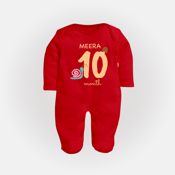 10 Month Old Baby Clothing | Custom Full Sleeve Bodysuit/ Sleep Suit/ Jumpsuit Design | Ideal for Gifting - RED - New Born (Chest 7.5")