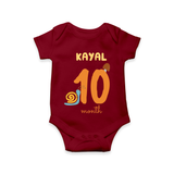 Celebrate The 10th Month Birthday Custom Romper, Personalized with your Baby's name - MAROON - 0 - 3 Months Old (Chest 16")