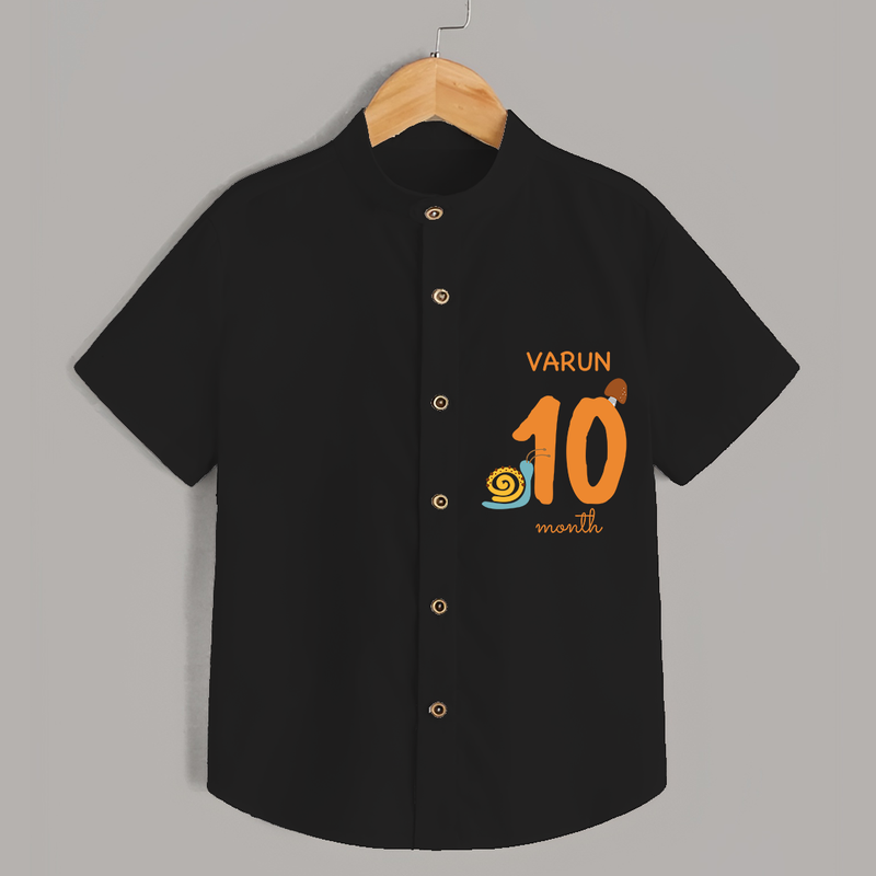 Celebrate The 10th Month Birthday with Custom Shirt, Personalized with your Baby's name - BLACK - 0 - 6 Months Old (Chest 21")